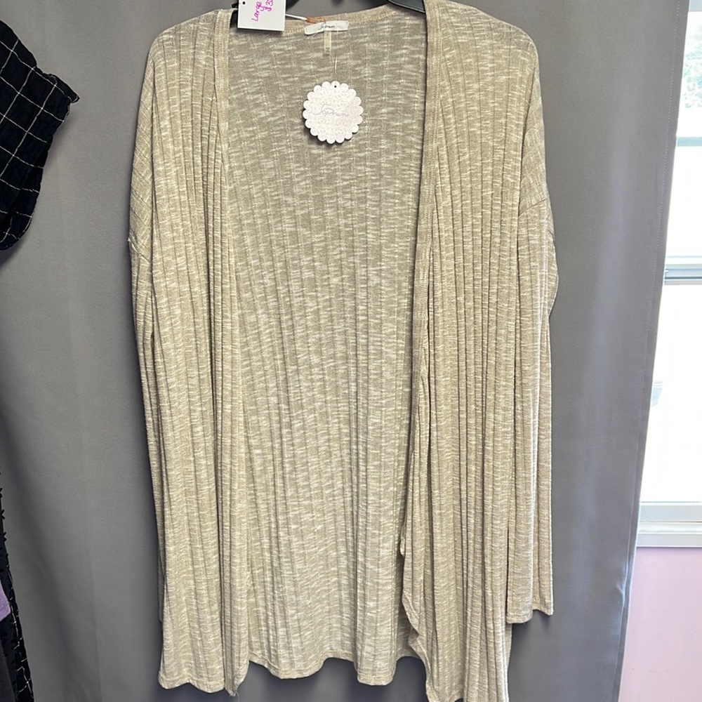 Cream wide rib cardigan